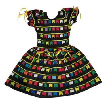 Imagem de Vestido Caipira Adulto e Infantil Bandeirinha  Perfeito pro São João d