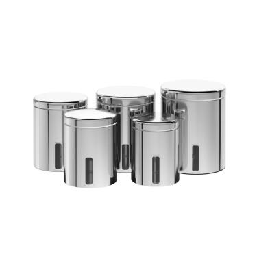 Imagem de Conjunto de Potes para Mantimentos com Tampa e Visor Brinox Suprema 5 Peças Aço Inox