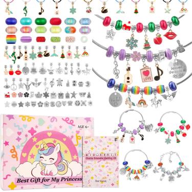 Imagem de Kit de fabricação de pulseiras Charm Mio Angle com brinquedo unicórnio de 6 a 12 anos