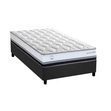 Imagem de Cama Box Solteirão: Colchão Molas Ensacadas Herval La Playa C1634 + Base Crc Suede Gray (96x203x28)