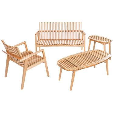 Imagem de Conj Riviera Banco e Poltrona + Mesa Centro e Lateral - 72549