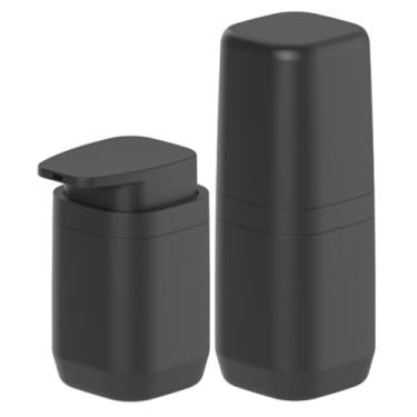 Imagem de Kit Banheiro Lavabo 2 Peças Porta Escova Dispenser Sabonete Líquido Aura Premium Ou (Preto)