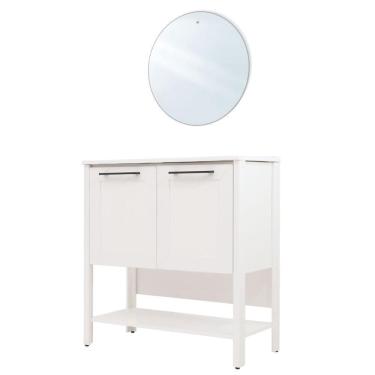 Imagem de Gabinete Armário Banheiro Ditália Com Pia + Espelho Bn-02 Cor: branco Branco