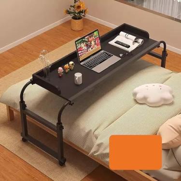 Imagem de Mesa de cama com rodas ajustáveis, mesa de estudo para laptop de 115 a 210 cm - mesa de leitura portátil e prática para leitura para solteiro/casal/queen - ideal para trabalho, jantar