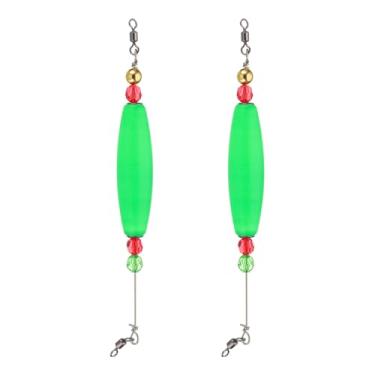 Imagem de PATIKIL Boias de pesca de 21 cm, pacote com 2 boias de oliveira boia boia boia pesada, equipamento de pesca com contas de cobre para equipamento de pesca em água salgada em água doce, verde