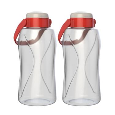 Imagem de Kit 2 Garrafas De Água 1,5 Litro Squeeze Esporte Grande Com Alça Suporte Celular BPA Free Academia (Transparente)