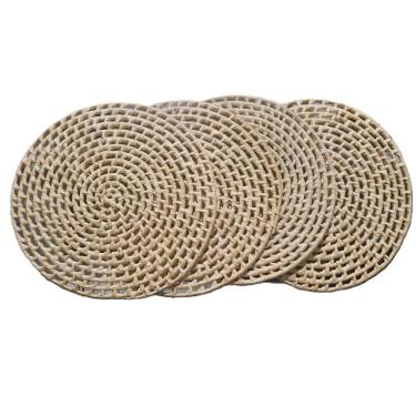 Imagem de Kit 4 Lugares Americanos Palha Redondo Porta Pratos Sousplat