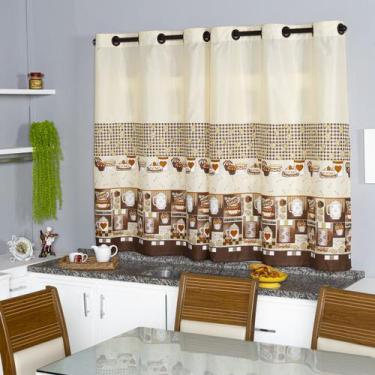 Imagem de Cortina Cozinha Oxford Estampada 2,40x1,30 - Cacá Enxovais, GIRASSOL