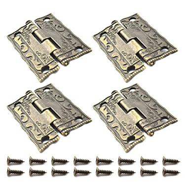 Imagem de Dobradiças decorativas de bronze antigo design esculpido dobradiça dobrável com parafusos para caixa de madeira, caixa de presente, armário, caixa de joias etc. 4 peças, 36 x 23 mm (C x L)