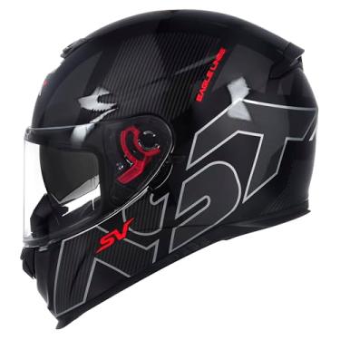 Imagem de Capacete ASX SV Eagle Lines Preto com Detalhes em Vermelho e Cinza Viseira Cristal (54/XS)