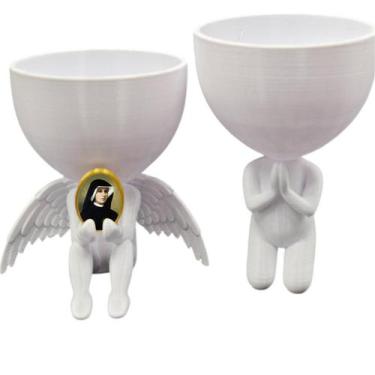 Imagem de Kit Decoração Santa Faustina Anjinho Relicario  Oração - Point da Fe