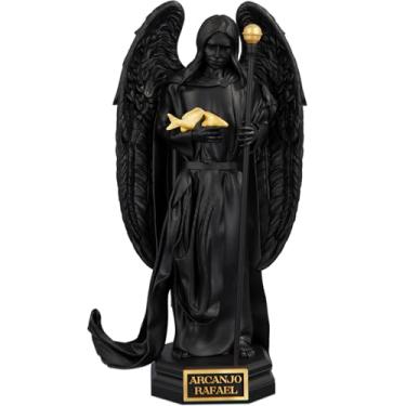 Imagem de Estátua São Rafael Arcanjo da Cura - Imagem Católica (Cor Aurum Noctis)