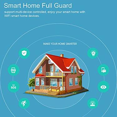 Imagem de de segurança doméstica de alarme de sirene de sirene neo wifi com temperatura sensor de umidade 100db Alarme alto 18 Ringtones Controle de voz Compatível com Alexa Tuya Smart