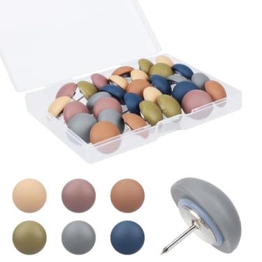 Imagem de 30 peças de pinos foscos, pinos decorativos reutilizáveis, pinos de mapa redondos coloridos de resina, tachinhas de polegar fofas para fotos quadro de avisos de parede, quadro de cortiça, escritório