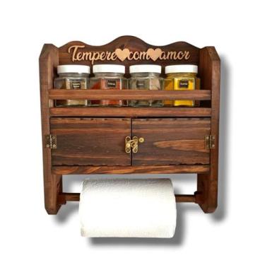 Imagem de Armarinho de Parede Temperos e Papel Toalha - Artesanatos FD25, Branco