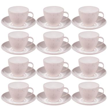Imagem de Xícara de café com pires 110ml Gourmet marmorizado com 12 unidades Plasutil ref.369