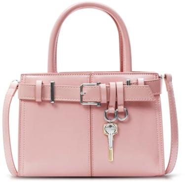 Imagem de Bolsa de mão de couro, sacola feminina, bolsa transversal, férias, viagem diária (rosa), rosa, One Size