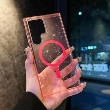Imagem de MVVKKY Para S24 Ultra Cases Homens Mulheres Glitter Phone Case Transparente Acrílico Capa (Para S24 Ultra/Pink CiXi)