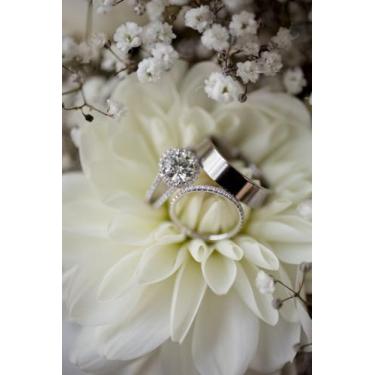 Imagem de Par de alianças de Noivado em Prata 925 com pedras de zircônia - Close