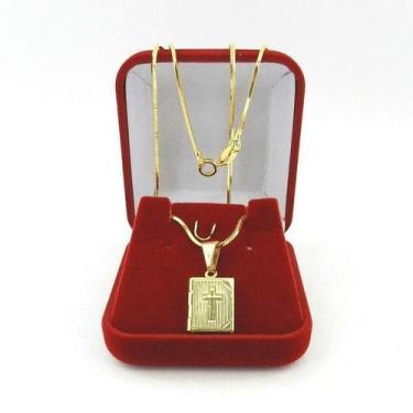 Imagem de Corrente Feminina 40Cm 1Mm + Relicário Folheado Ouro Cr149 - Wnbijoute