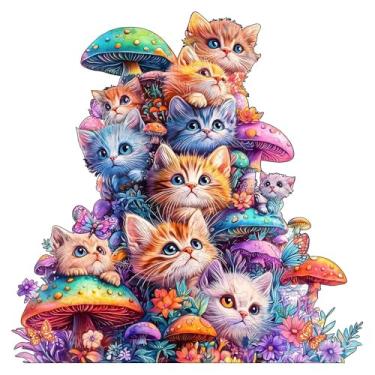 Imagem de Quebra Cabeça de Madeira Gatinhos Fofos, Wooden Puzzle | Diversão para toda família (A5 - S)