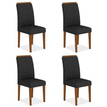 Imagem de Kit 4 Cadeiras Estofadas Everest Comfort Freijó/suede Preto - Ma Freijó/suede Preto