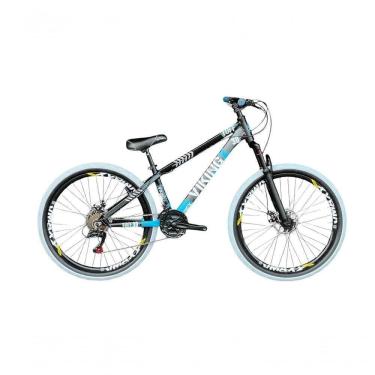 Imagem de Bicicleta Aro 26 Vikingx Preto/azul 21v Câmbios Shimano Pneu Branco