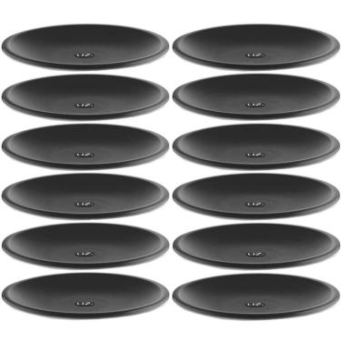 Imagem de Jogo 12 Pratos Pretos Redondos de Plástico 26cm Raso Premium