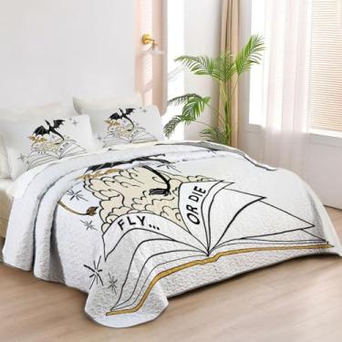 Imagem de Allenjoy Jogo de cama Queen Size Dragão Colchas Guardiões Aladas Tecido Lavável com 2 Fronhas SC00003-007