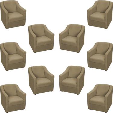 Imagem de Kit 10 Poltronas Decorativa Mila Pé De Plástico Cromado - Nude Suede