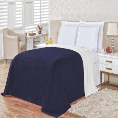 Imagem de Cobertor Alaska casal king size manta sherpa lã carneiro 1 peça marinh