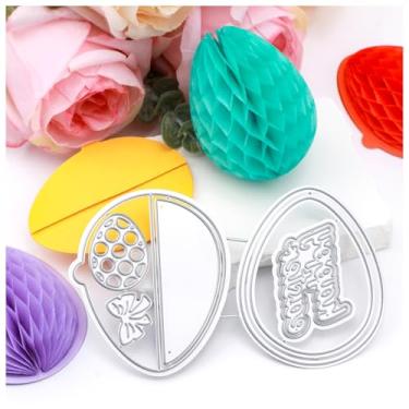 Imagem de Briartw Matrizes de corte de ovos de Páscoa para fazer cartões coqueteleiras e artesanato pop-up em 3D – Compatível com blocos de papel de favo de mel, artesanato em papel, perfeito para scrapbooking
