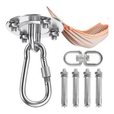 Imagem de Ioensy Ganchos de rede Gancho de balanço Fácil de instalar Acessórios resistentes Kit de suspensão de rede Cabides de balanço para Interior Exterior