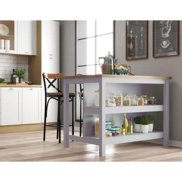 Imagem de Bancada gourmet ilha cozinha Ditália 2 Prat. Cinza CD-1019