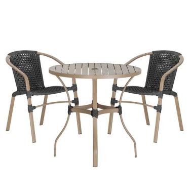 Imagem de 02 Cadeiras Floripa e Mesa Roma 80Cm Fendi e Corda Nautica Trama Origi