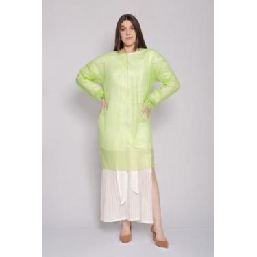 Imagem de 10 Avental Descartável Tnt Anvisa Manga Longa Gr 40 cor verde limão - 