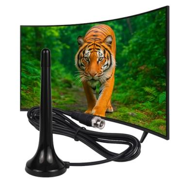 Imagem de Antena TV Digital Interna UHF VHF 4-6 dBi, Cabo 3m, Preta - Compativel com qualquer Modelo de TV e Conversor Digital