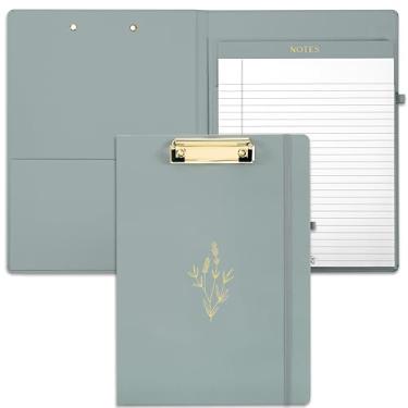 Imagem de Fólio de prancheta estética com bloco de notas forrado recarregável e bolso interior - bonito suporte de pastilha/bloco legal para mulheres - Organize facilmente notas no trabalho, na escola ou em