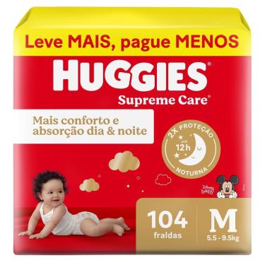 Imagem de Fralda Huggies Supreme Care Tamanho M 104 Unidades Descartáveis