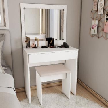 Imagem de Penteadeira com Banqueta Abigail 1 Gaveta Branco - Panorama Móveis