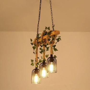 Imagem de Restaurante Country Americano Pingente Luz Retrô Criatividade Música Restaurante Caixa Balcão Bar Cafeteria Chá De Leite Loja De Roupas Planta Pingente Luz Lustre, A 3 Lights