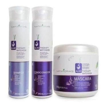 Imagem de Kit Matizador Alho Therapy Nathydras Shampoo,Condicionador E Máscara -