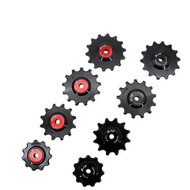 Imagem de DJC 12s Roda de rolamento de cerâmica para bicicleta, 2 peças de tensão para força rival AXS eTap T-Type Di2 11T 12T 13T 14T MTB Road Bike Derailleur traseiro para Shimano para Sram (vermelho 11T e