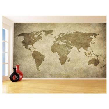 Imagem de Papel De Parede 3D Mapa Mundi Retrô Vintage Arte 3,5M Nmu78 - Você Dec