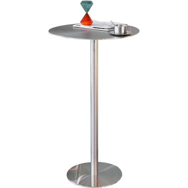 Imagem de Mesa De Bar De Aço Inoxidável Mesa De Bar Redonda Moderna Com Base Grande Bistrô Mesa De Café Da Manhã Independente Sofá Mesa Lateral Mesa Final Pequena, One Color, 50x75cm