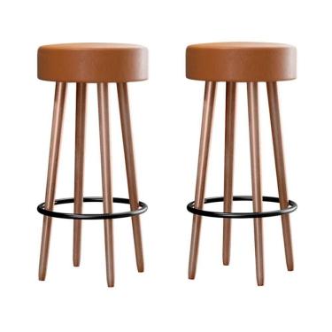 Imagem de Kit 2 Banquetas Berlin 70cm Couríssimo Amarula - Salaone Amarula