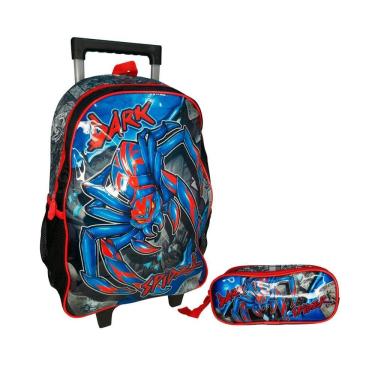Imagem de Kit Escolar Mochila De Rodinhas Dark Spider + Estojo Duplo