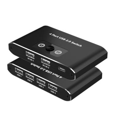 Imagem de Closs Switch Usb 2.0, 2 Computadores Compartilhando 4 Dispositivos, Switcher Para Mouse, Teclado, Impressora, Scanner, Pen Drive, Compatível Com Windows, Mac, Linux, Chrome Os
