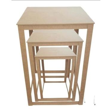 Imagem de Trio De Mesa Cubo Vazado Para Decoração de Festa Em Mdf Cru