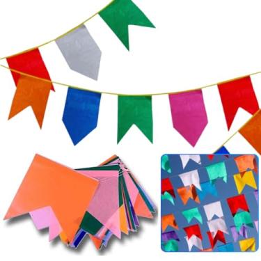 Imagem de Bandeirinhas de Papel Seda Decoração Festa Junina Coloridas (50 Metros)